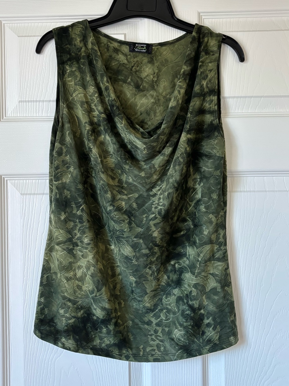 Shannon Ford New York Green Draped Cowl Neck Sleeveless Camisole
